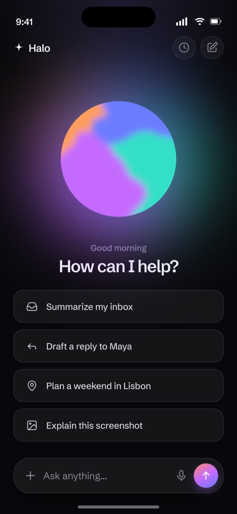 Halo, an AI assistant app